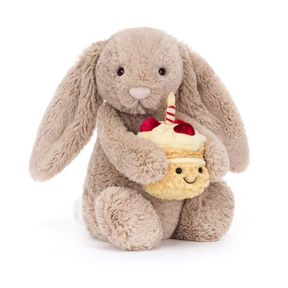 Jellycat Bashful Beige Bunny 'Birthday' plush toys and stuff animal - Image 1