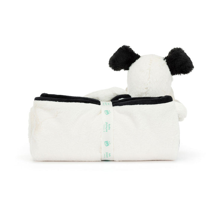 Jellycat Bashful Black & Cream Puppy Blankie plush toys and stuff animal - Panda-shaped product with a zipper  