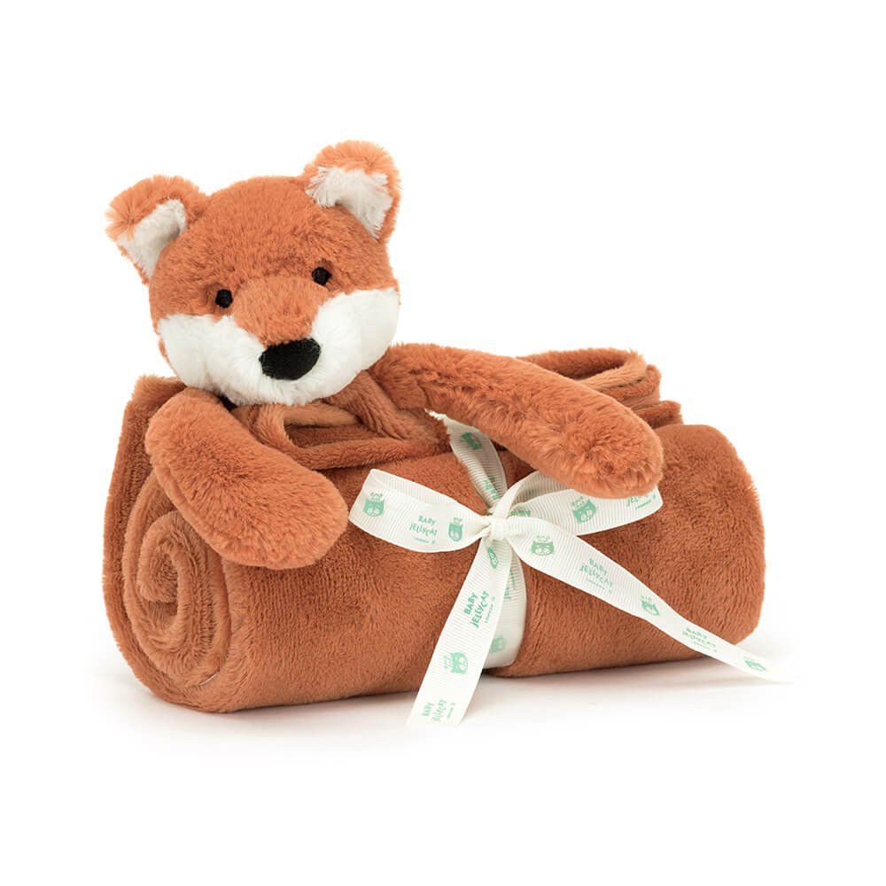 Jellycat Bashful Fox Cub Blankie plush toys and stuff animal - Plush fox toy with a blanket wrapped around it 