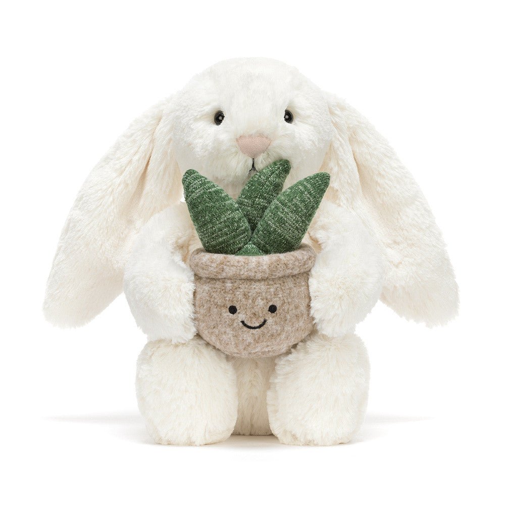 Jellycat Cream Bunny with Plant plush toys and stuff animal - Image 1