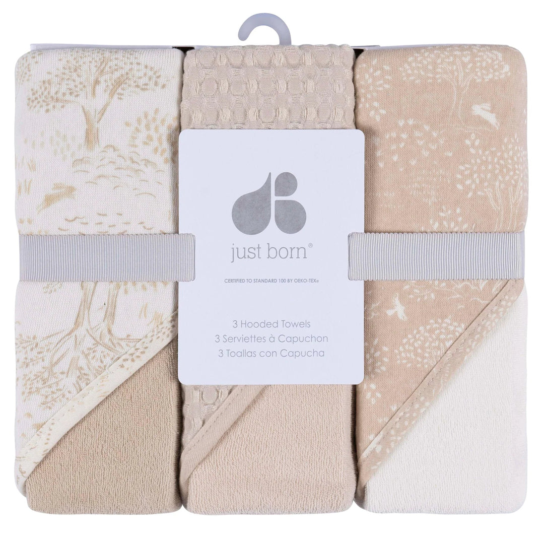 Just Born Just Born 3 - Pack Hooded Towels Baby Bathing