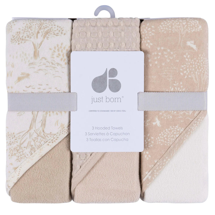 Just Born Just Born 3 - Pack Hooded Towels Baby Bathing
