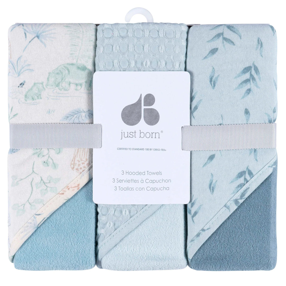 Just Born Just Born 3 - Pack Hooded Towels Baby Bathing