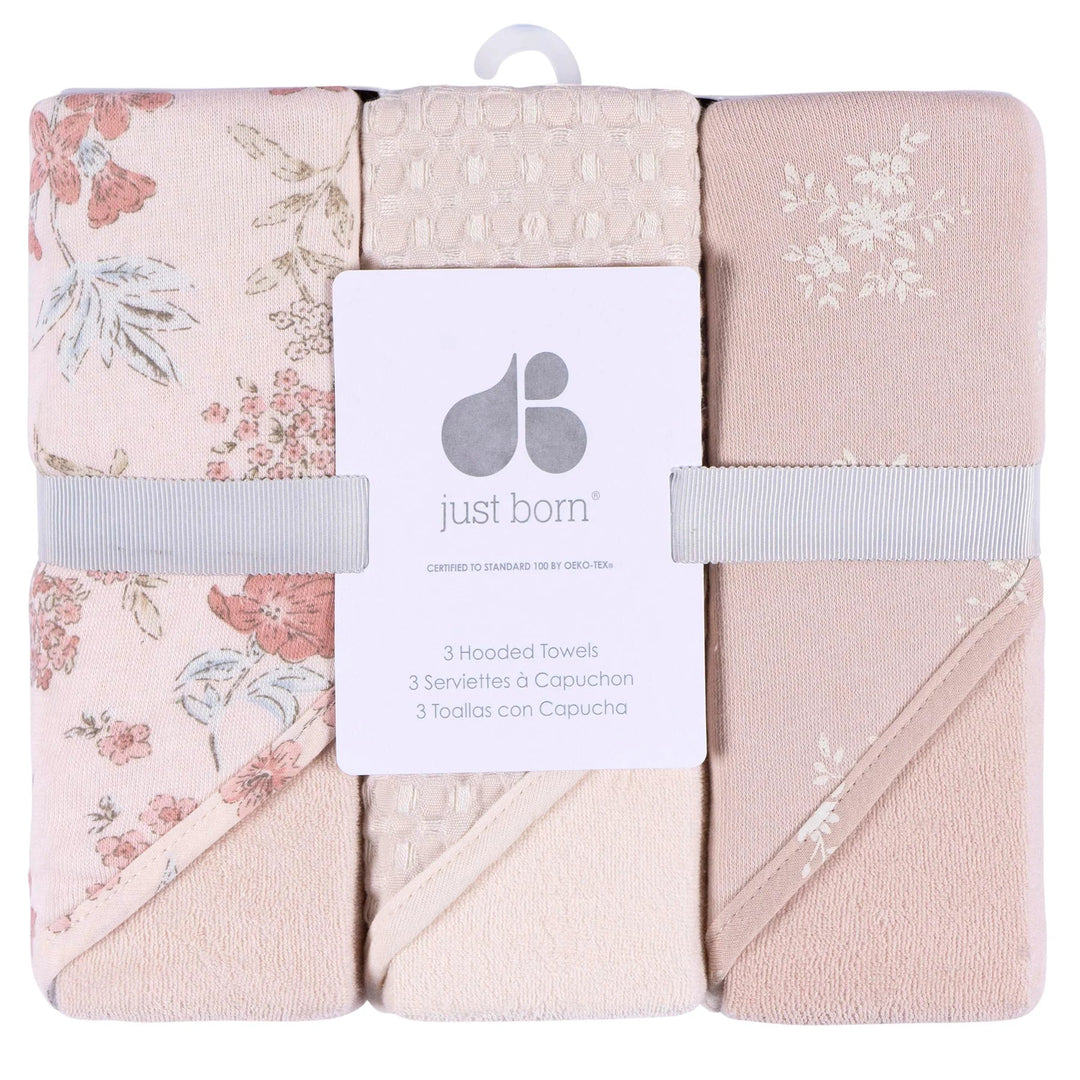Just Born Just Born 3 - Pack Hooded Towels Baby Bathing