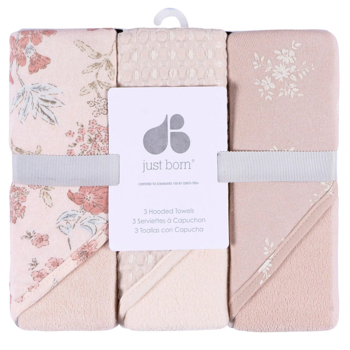 Just Born Just Born 3 - Pack Hooded Towels Baby Bathing