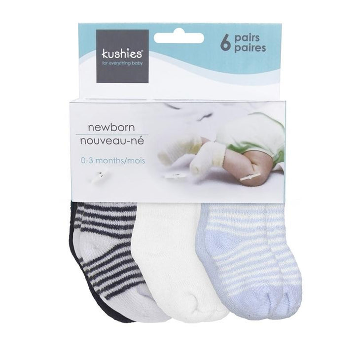 Kushies Newborn Socks 6 Pk