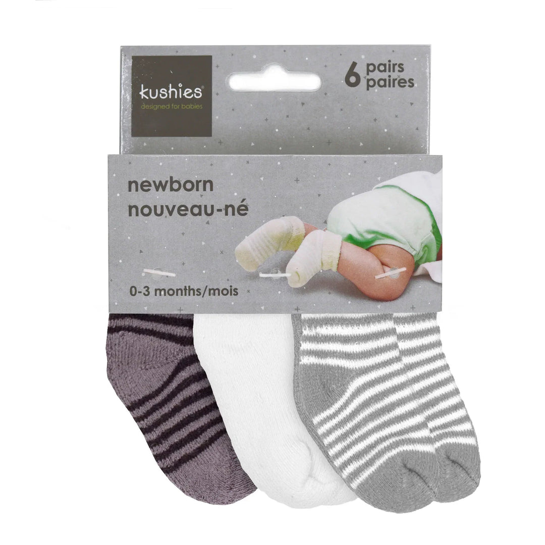 Kushies Newborn Socks 6 Pk