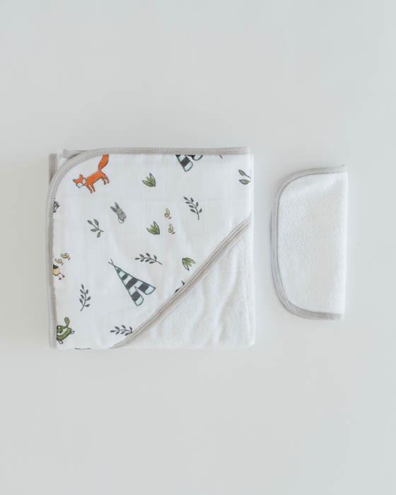 little unicorn Hooded Towel & Washcloth Set