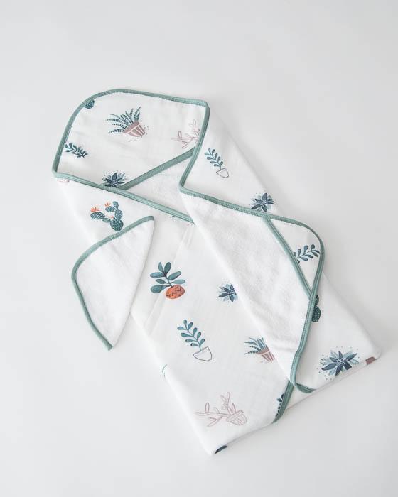little unicorn Hooded Towel & Washcloth Set