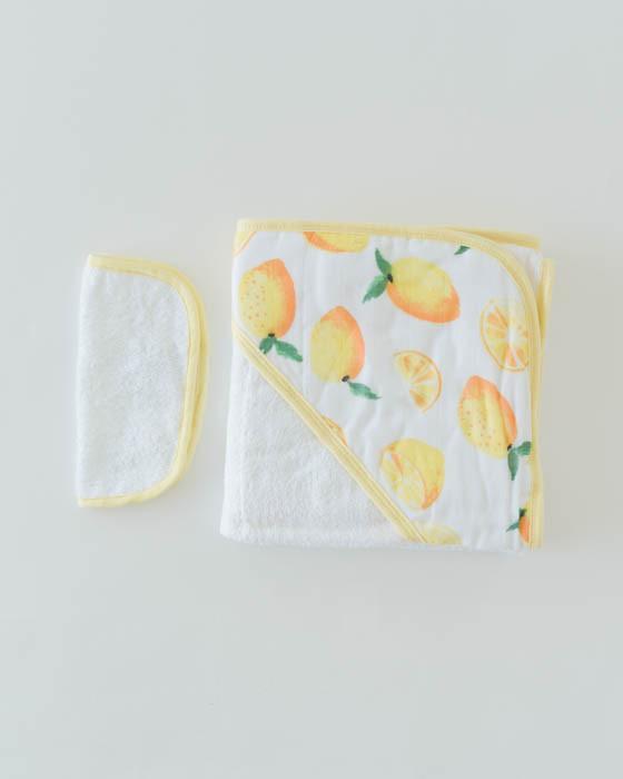 little unicorn Hooded Towel & Washcloth Set