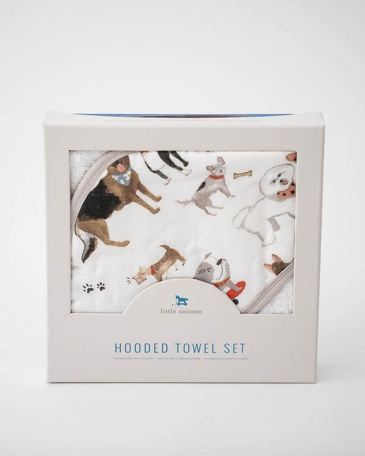little unicorn Hooded Towel & Washcloth Set