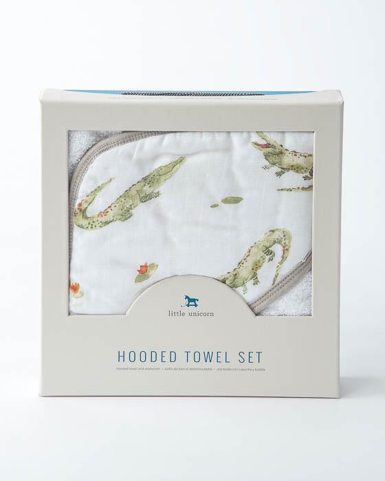 little unicorn Hooded Towel & Washcloth Set