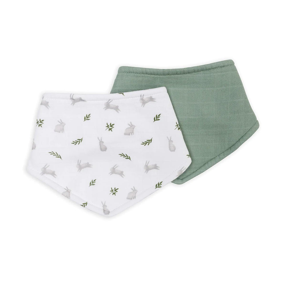 Lulujo Bandana Bibs 2pk Bunny + Fern - Image 1
