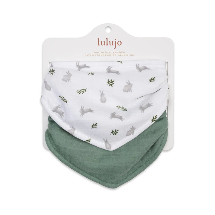 Lulujo Bandana Bibs 2pk Bunny + Fern - Image 1
