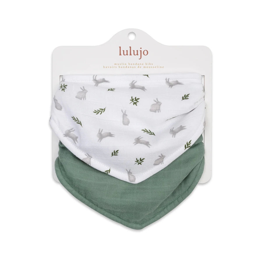 Lulujo Bandana Bibs 2pk Bunny + Fern - Image 1