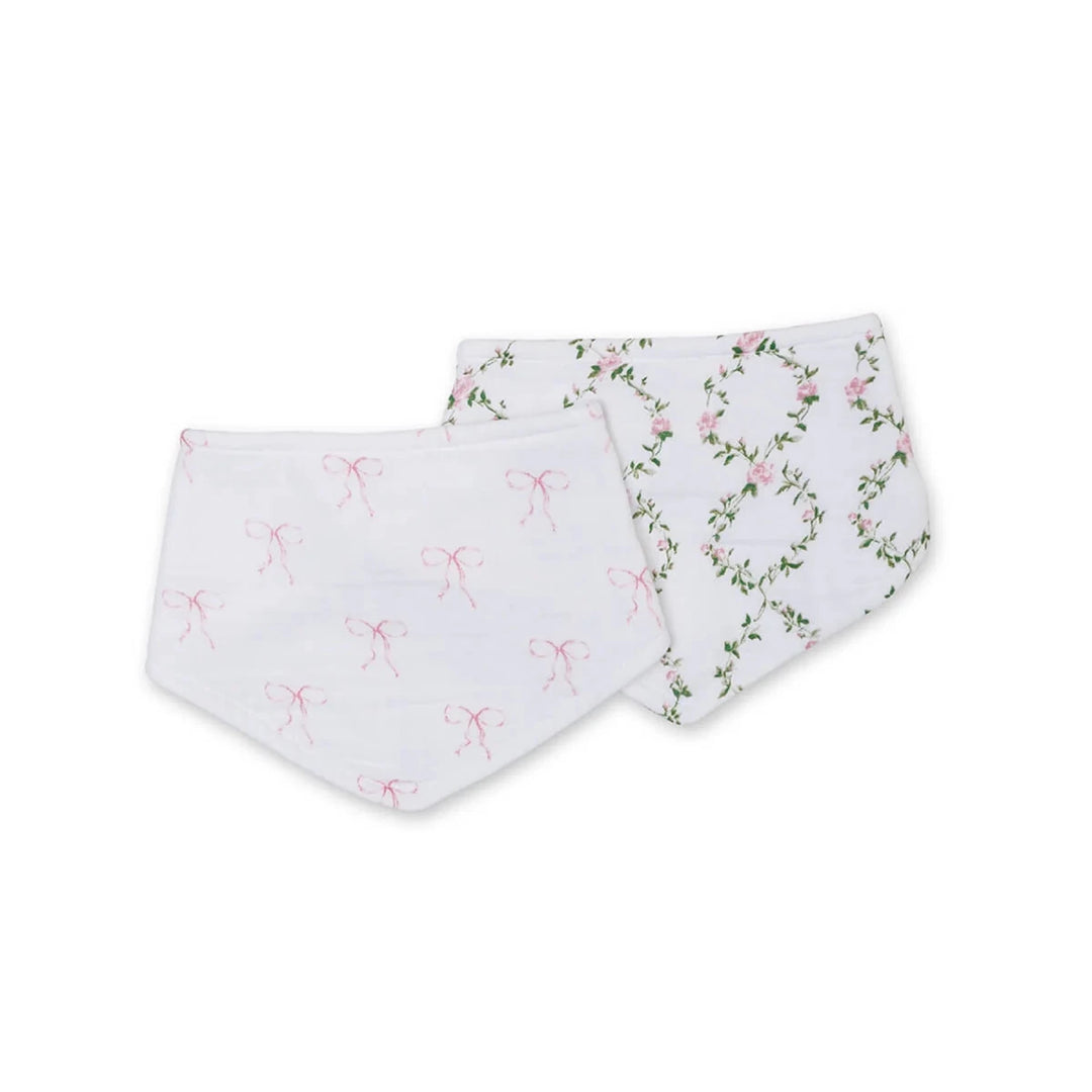Lulujo Bandana Bibs 2pk Bows + Rose Trellis - Image 8