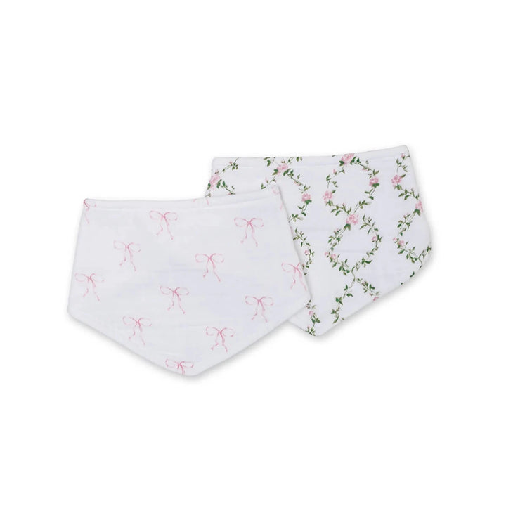 Lulujo Bandana Bibs 2pk Bows + Rose Trellis - Image 8