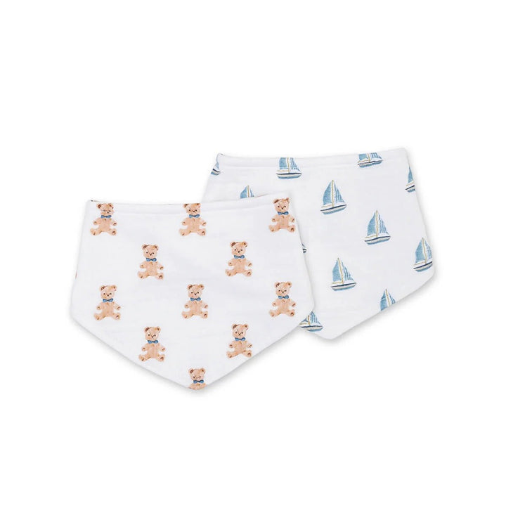 Lulujo Bandana Bibs 2pk Vintage Bear + Sailboats - Image 5