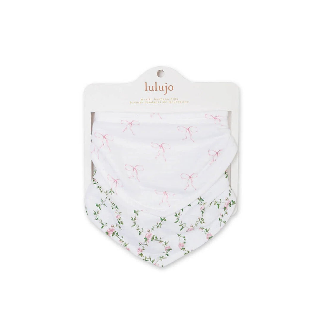 Lulujo Bandana Bibs 2pk Bows + Rose Trellis - Image 7