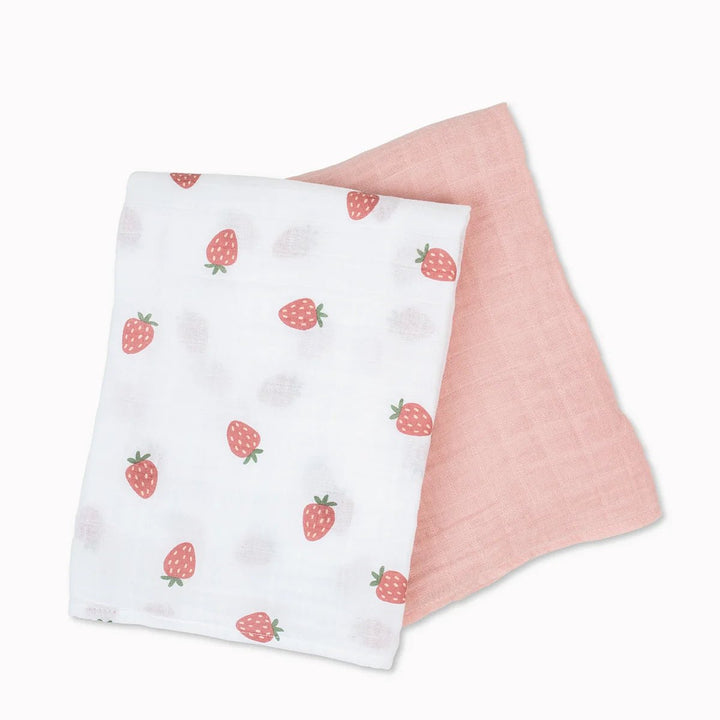 Lulujo Cotton Muslin Swaddle 2 pk Strawberries + Ballet Slipper - Image 22