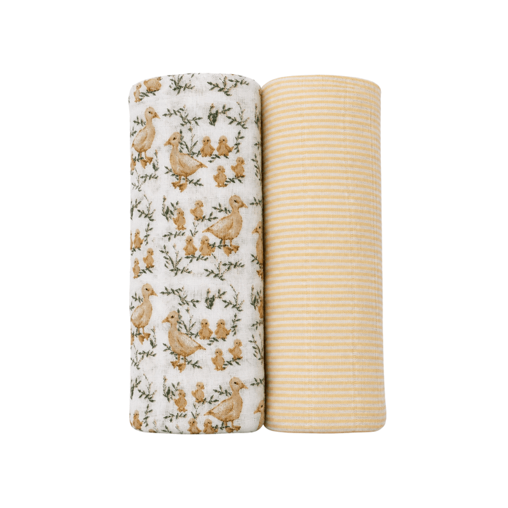 Lulujo Cotton Muslin Swaddle 2 pk Ducklings + Yellow - Image 21