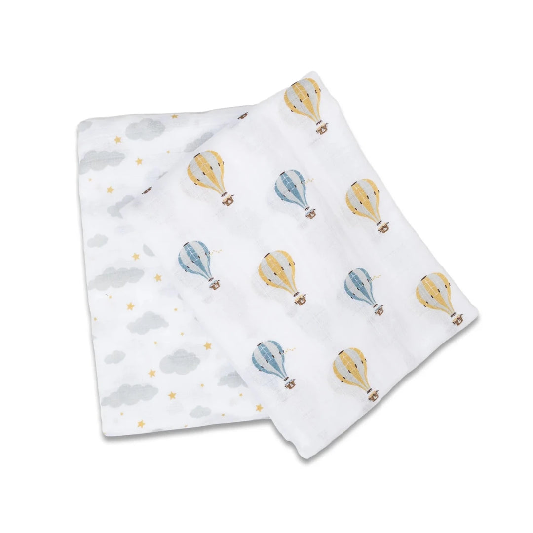 Lulujo Cotton Muslin Swaddle 2 pk Hot Air Balloon - Image 14