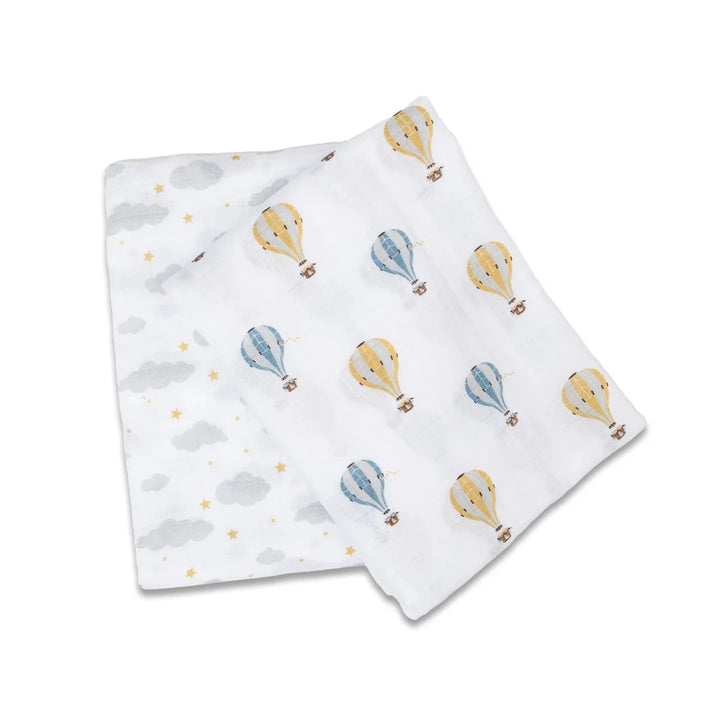 Lulujo Cotton Muslin Swaddle 2 pk Hot Air Balloon - Image 14