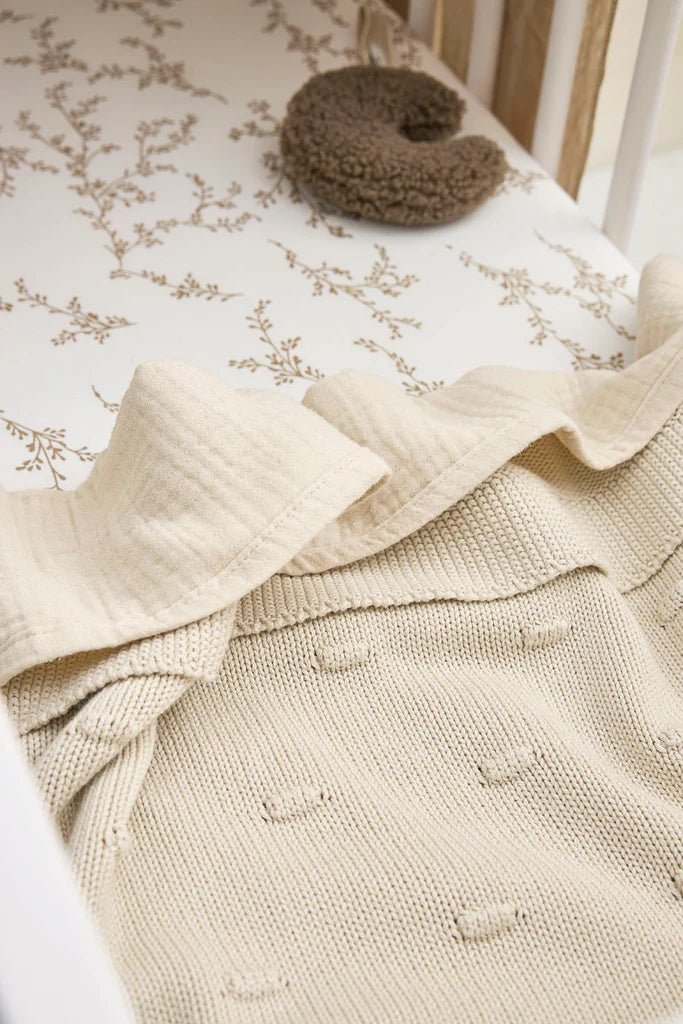 Meyco Baby Knots Crib Bed Blanket bedding Soft Sand - Image 2