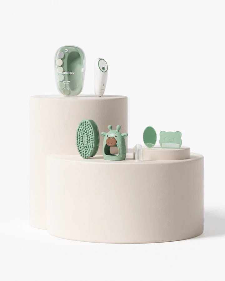 Momcozy All-in-1 Core Baby Kit featuring complete baby grooming and healthcare essentials for newborn daily care