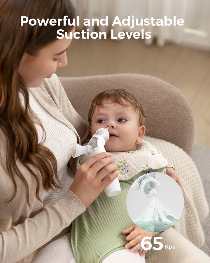 Momcozy BreezyClear electric nasal aspirator with adjustable suction levels for infants