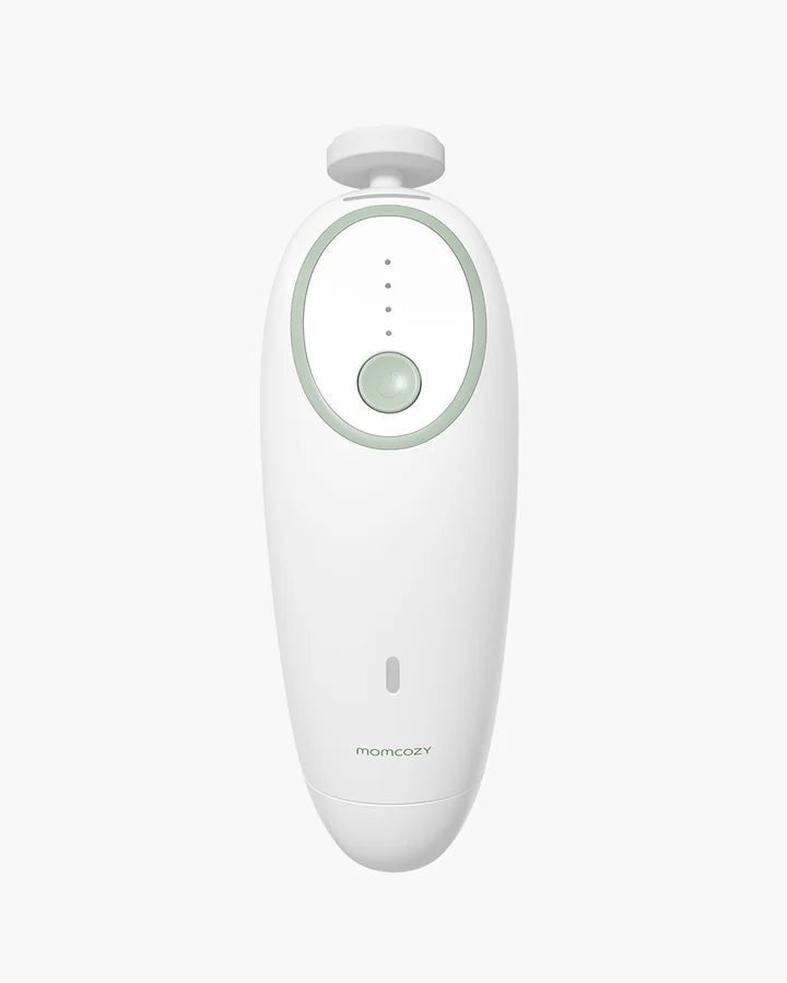 Momcozy Electric Baby Nail File featuring ergonomic low-noise design for safe baby and newborn nail grooming