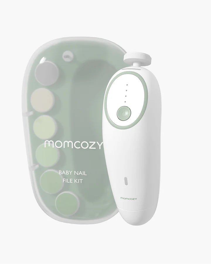 Momcozy Electric Baby Nail File complete grooming kit with multiple filing pads for newborn and infant nail care