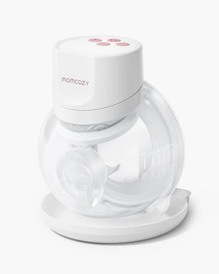 Single Momcozy S12 Pro Quick wearable breast pump displayed on a white background showing compact design.