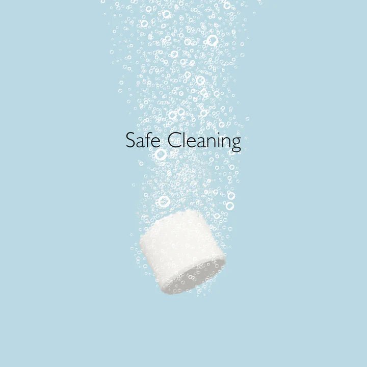 Momcozy Washing Block tablets highlighting safe cleaning formula for baby bottles, nipples, and pump accessories.