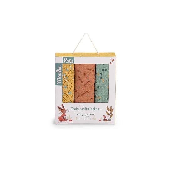 Trois Petits Lapins - Muslin Squares Set of 3 - Image 1