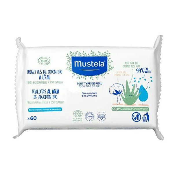 Mustela Organic Cotton Wipes With Water