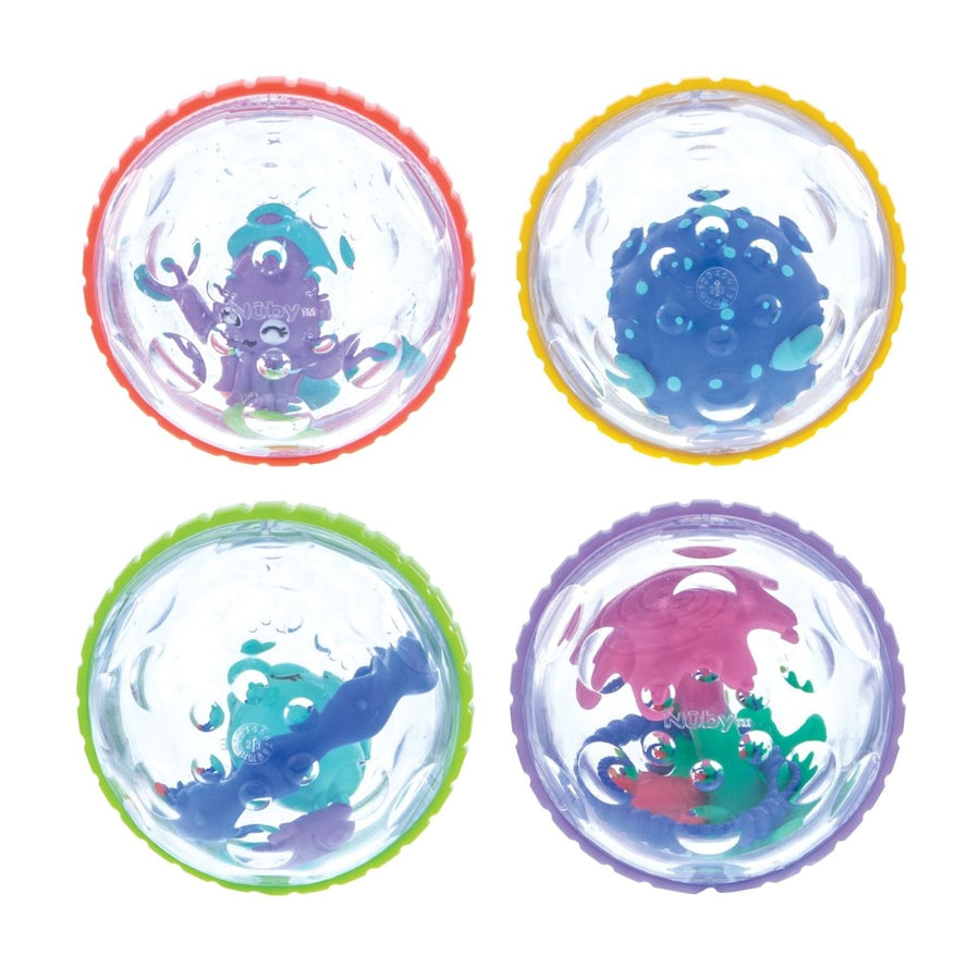 Nuby Bubbly Buds Interactive Baby Bath Toy, 4-pack Baby Activity Toys - Image 1