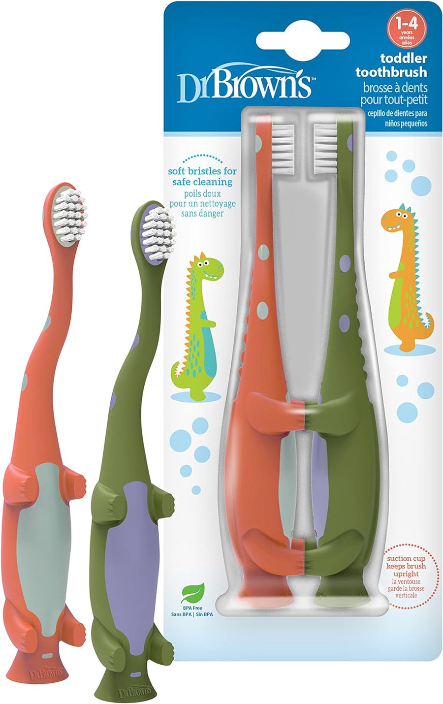 Dr. Brown’s Toddler Toothbrush Dinosaur 2PK