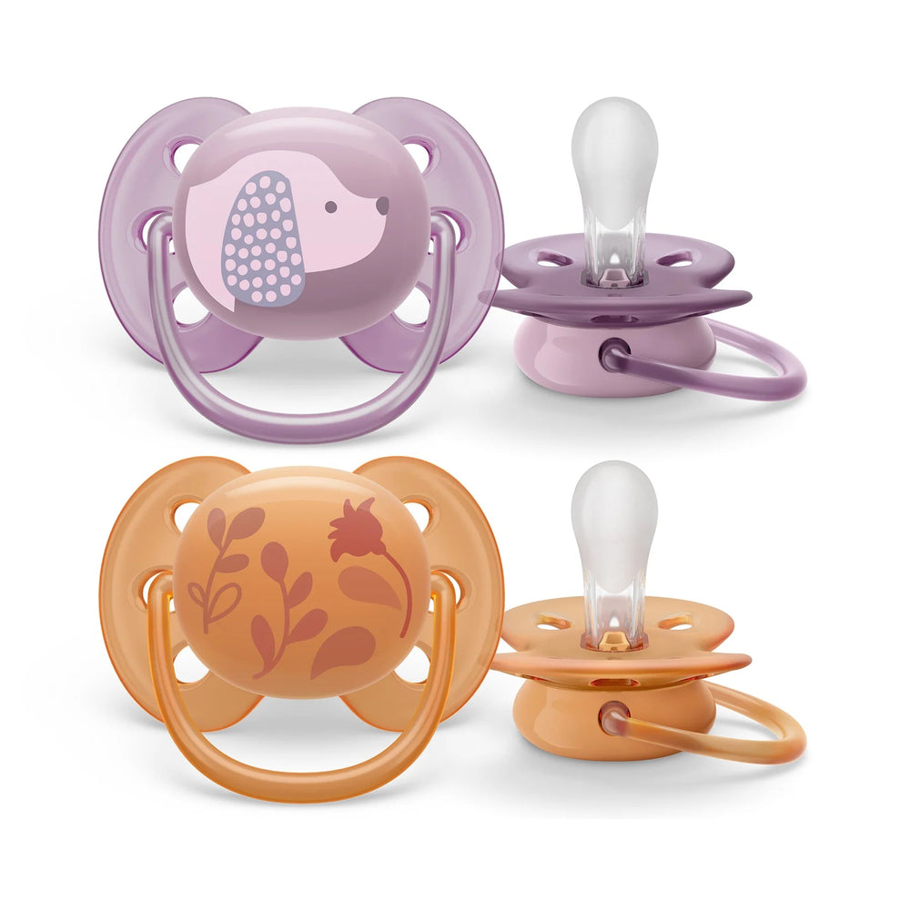 Philips AVENT Ultra Soft Pacifier 6 - 18M Pacifiers & Teethers Violet Puppy + Orange Leaves - Image 5