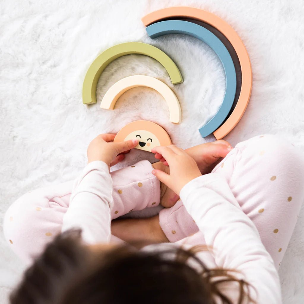 Pearhead Rainbow Wooden Stacking Toy