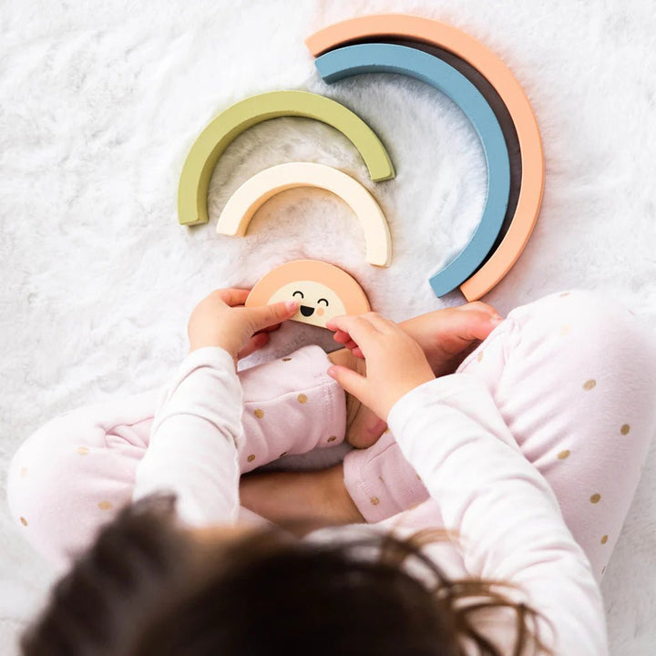 Pearhead Rainbow Wooden Stacking Toy