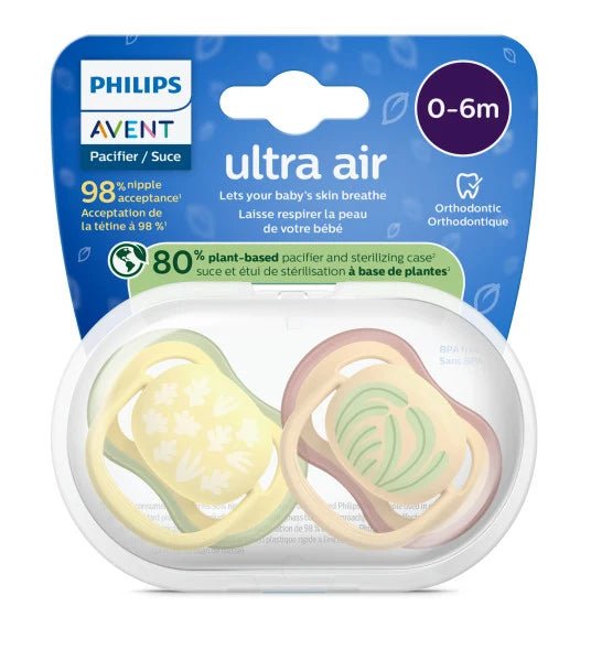 Philips AVENT Ultra Air Pacifier 0-6M Pacifiers & Teethers Tropical Pattern + Plants - Image 1