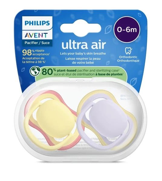 Philips AVENT Ultra Air Pacifier 0-6M Pacifiers & Teethers Yellow + Lilac - Image 3