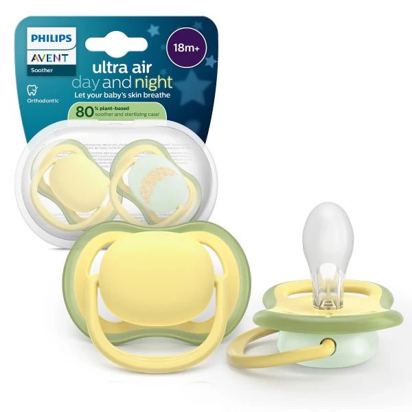 Philips AVENT Ultra Air Pacifier 18M+ 2pk Pacifiers & Teethers Yellow - Image 1