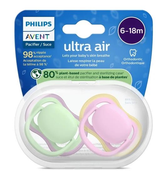 Philips AVENT Ultra Air Pacifier 6-18M 2PK Pacifiers & Teethers Spring Green + Pink - Image 2