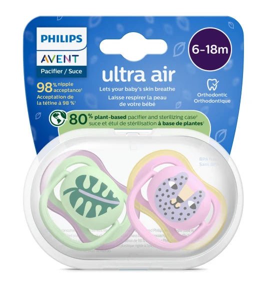 Philips AVENT Ultra Air Pacifier 6-18M 2PK Pacifiers & Teethers Tropical Leaf + Leopard - Image 1