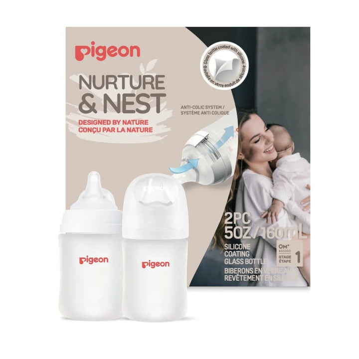 Pigeon Silicone Coated Glass Bottle 5oz - 2 pack - Image 1
