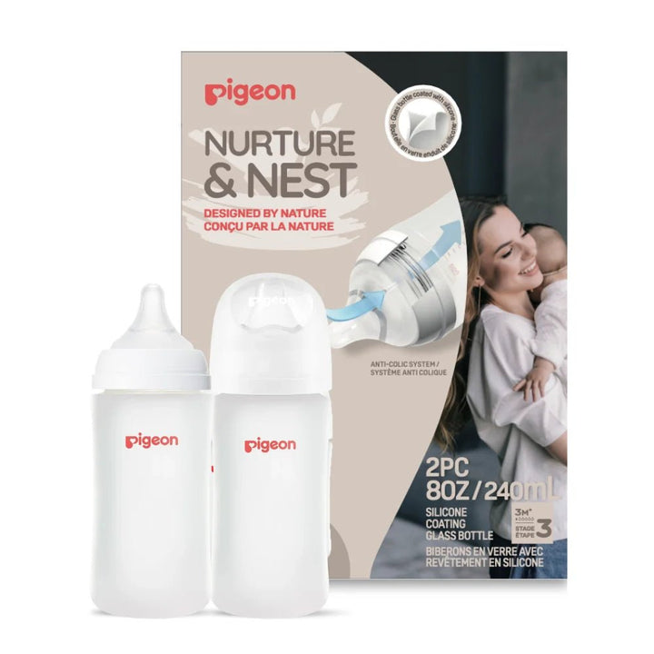 Pigeon Silicone Coated Glass Bottle 8oz - 2 pack - Image 1