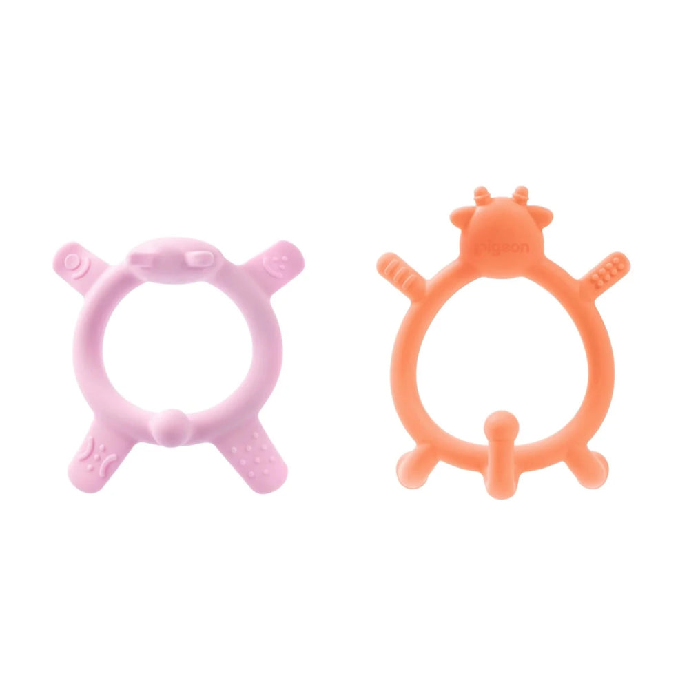 Pigeon Silicone Teether Set Pink + Orange - Image 2