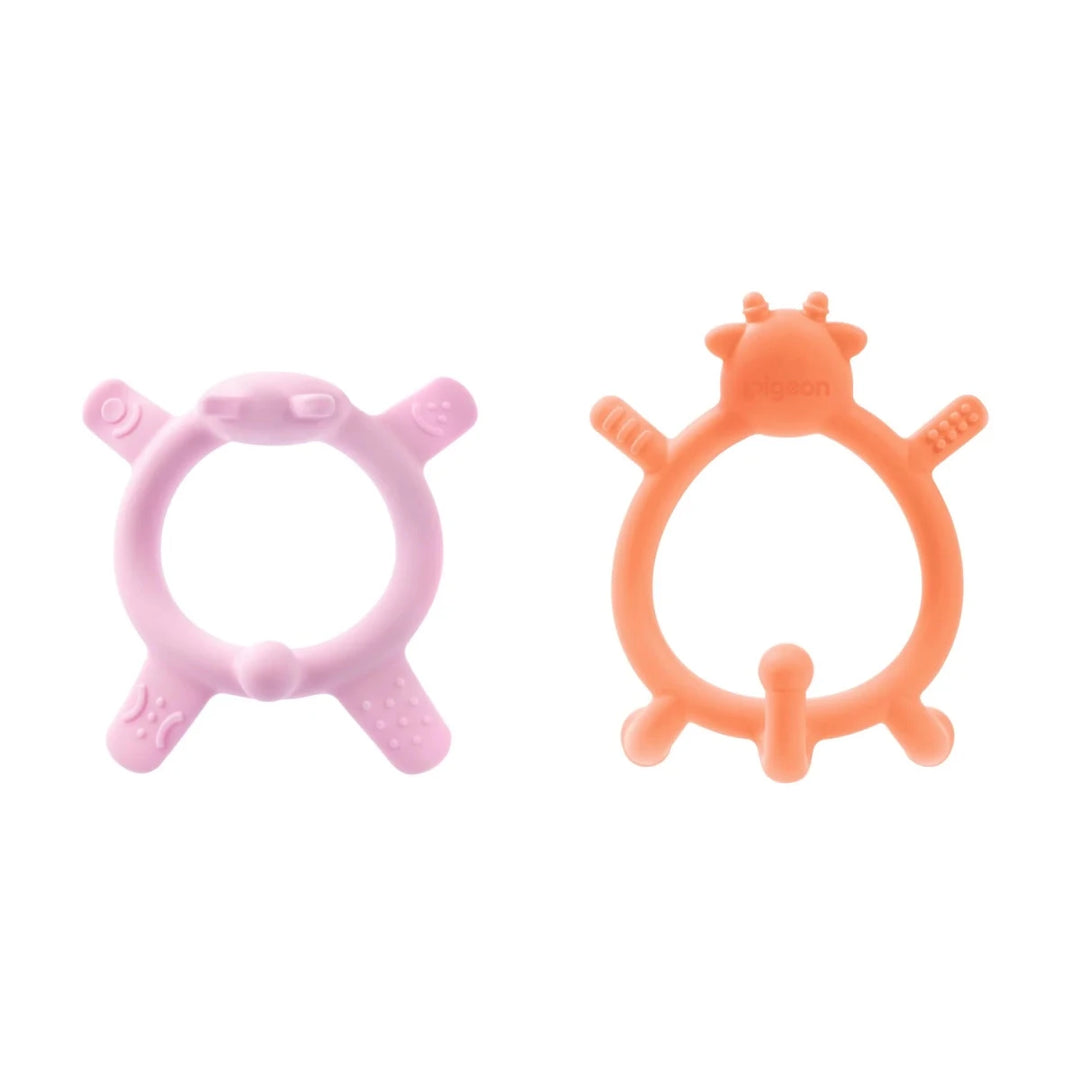 Pigeon Silicone Teether Set Pink + Orange - Image 2